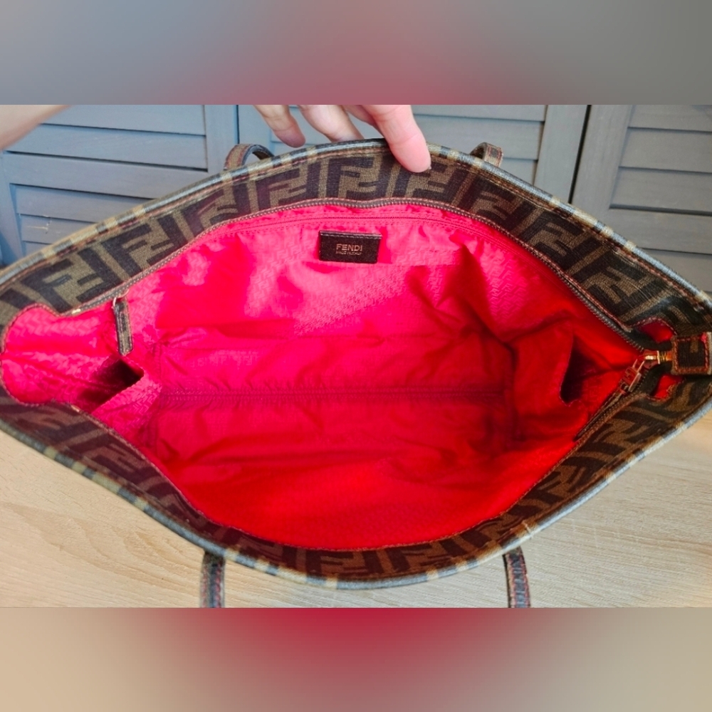 Authentic FENDI Zucca Spalmati Canvas Tote Shoulder Bag ❤️ - Picture 9 of 16